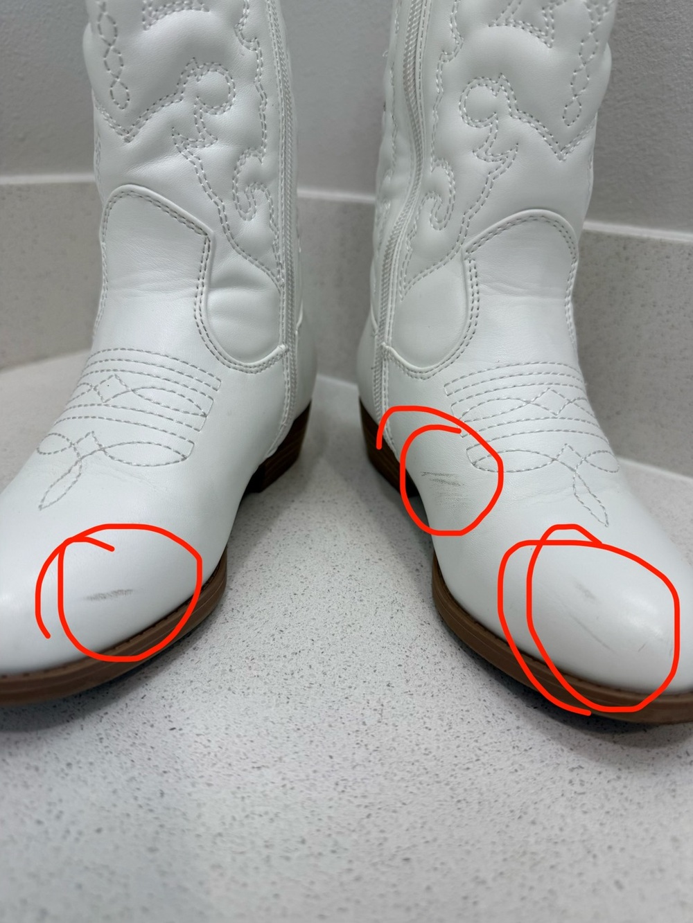 Girls White Western Booties - Classic Cowboy Style - Picture 7 of 8